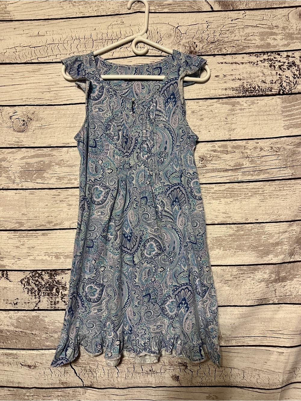 Lauren Ralph Lauren Paisley Small Blue Sleeveless Ruffle Hem Boho lounge resort